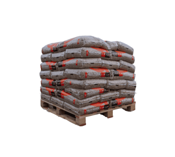 Puoli lavaa Crépito-säkeissä pakattuja puupellettejä