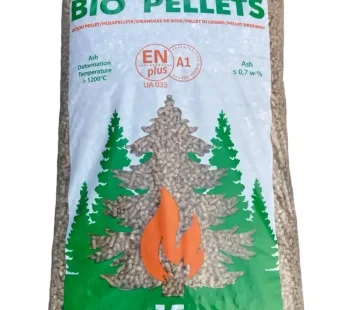 Tarjoamme biopellettejä A1 EN Plus 6mm UA 033 15 kg:n säkeissä – Irtopellettejä (975kg)